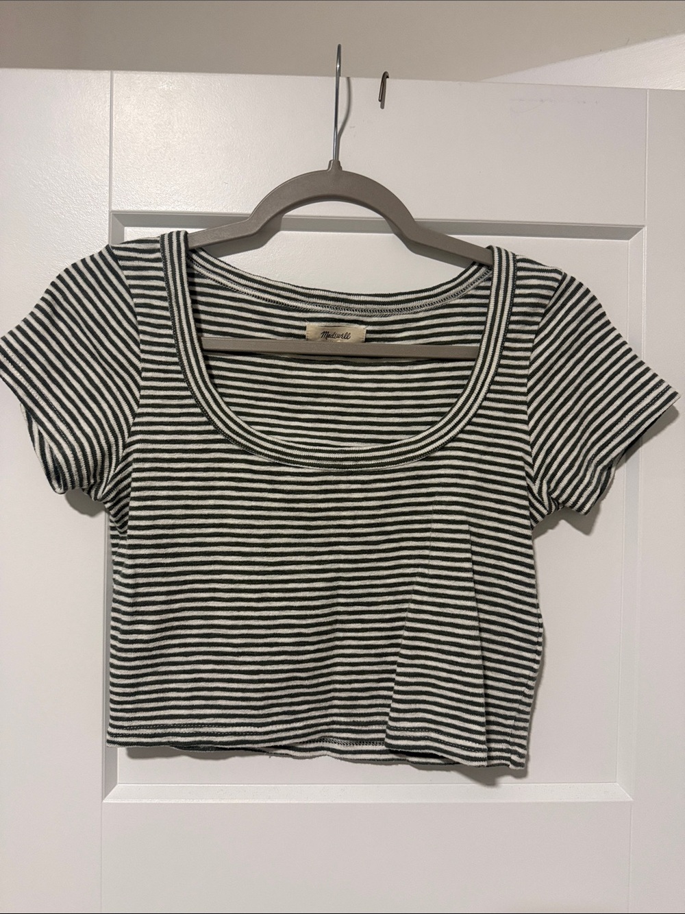 Madewell Green & White Striped Tee